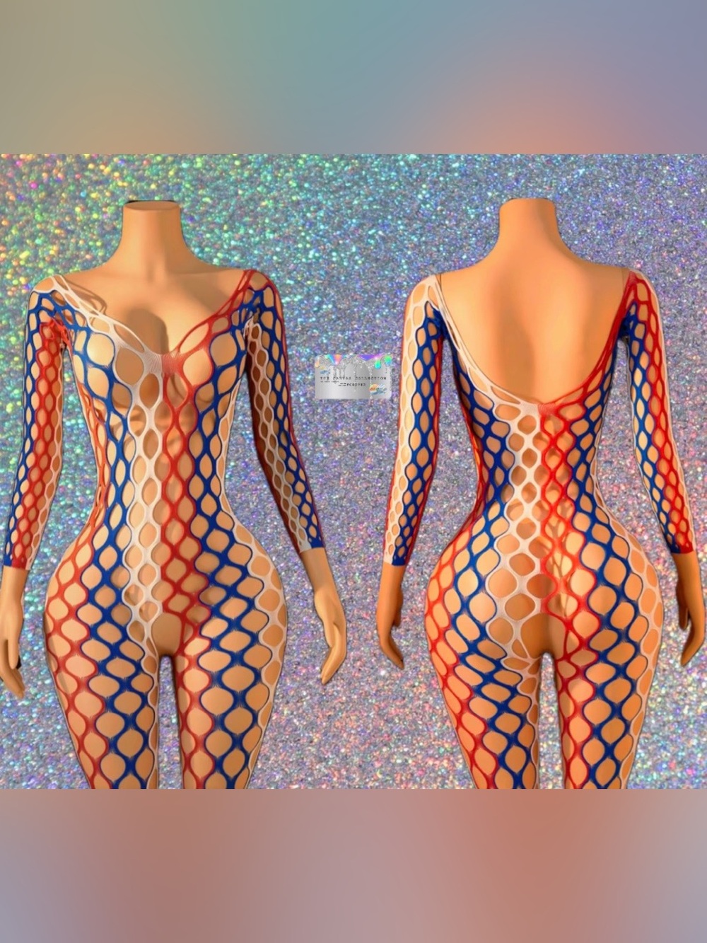Exotic Dancewear: American Themed Multicolored Bodysuit